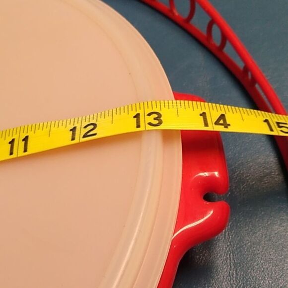 Vintage Tupperware Veggie Party Platter Red and Pink Circular Cottagecore - Picture 8 of 8